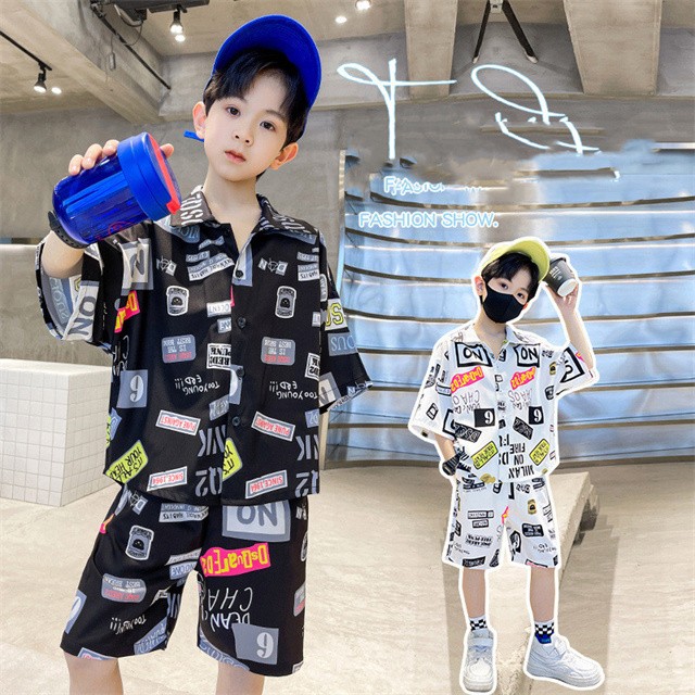 韓国子供服 男の子 セットアップ 夏着 半袖 シャツ+ショートパンツ 2点